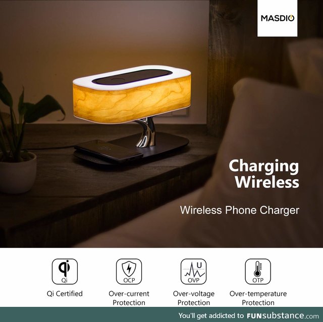 Bedside Lamp with Bluetooth Speaker and Wireless Charger, Table lamp Desk lamp with Sleep