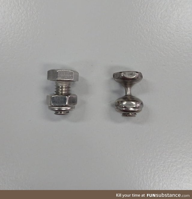 The vibration wear on this stainless steel bolt