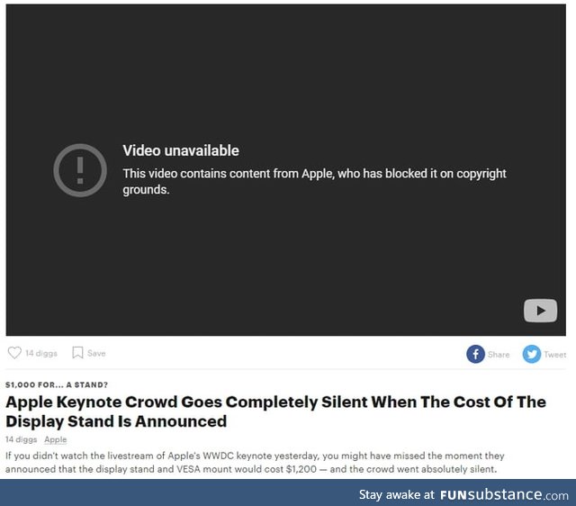 Apple blocking videos of their $999 stand being released