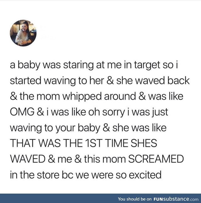 Aww! Baby's first wave and their excitement