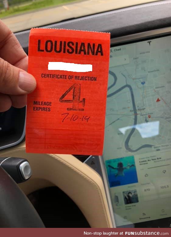My buddy's Tesla didn't pass the Louisiana emissions test