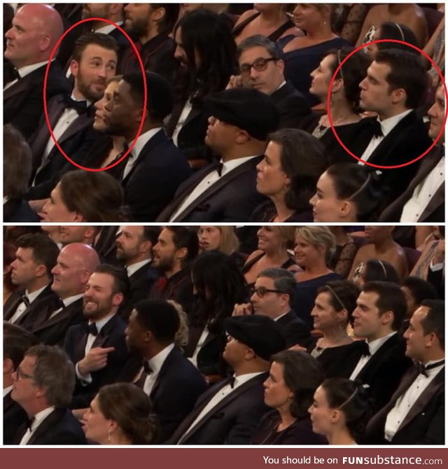 Captain laughing at Superman for eating girl-scout cookies during Oscar moodboard