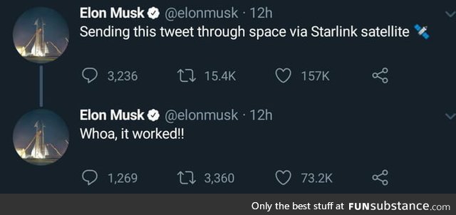 Elon Musk tweets for the first time using internet from Starlink. The future is here!