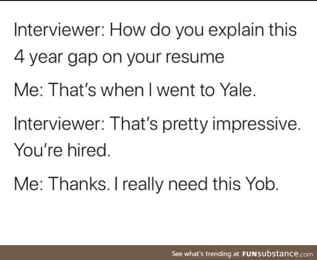 Yames applying for a job