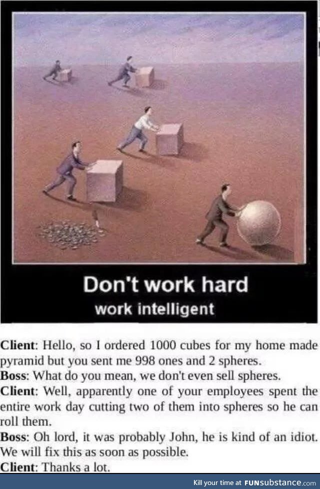 Dont work hard, work smart!
