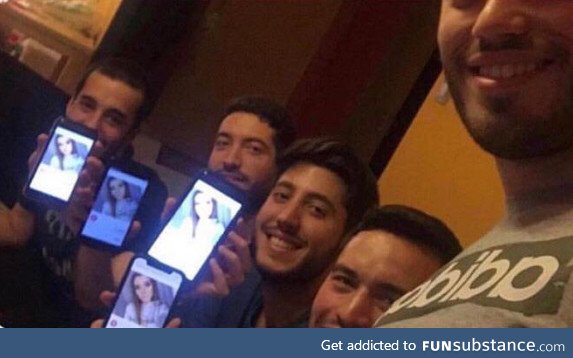 They all matched with the same girl on tinder so they decided to send her a group picture
