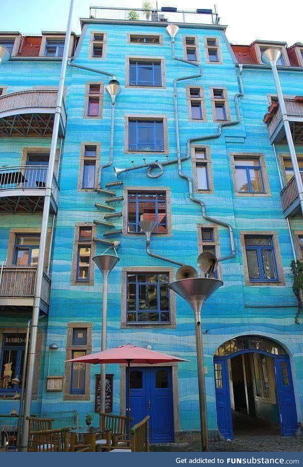 This beautiful building in Germany, in a city named Dresden, plays soft music trough the