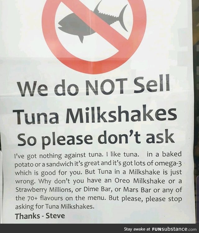 #ban tuna milkshakes