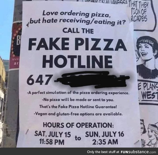 Fake pizza hotline