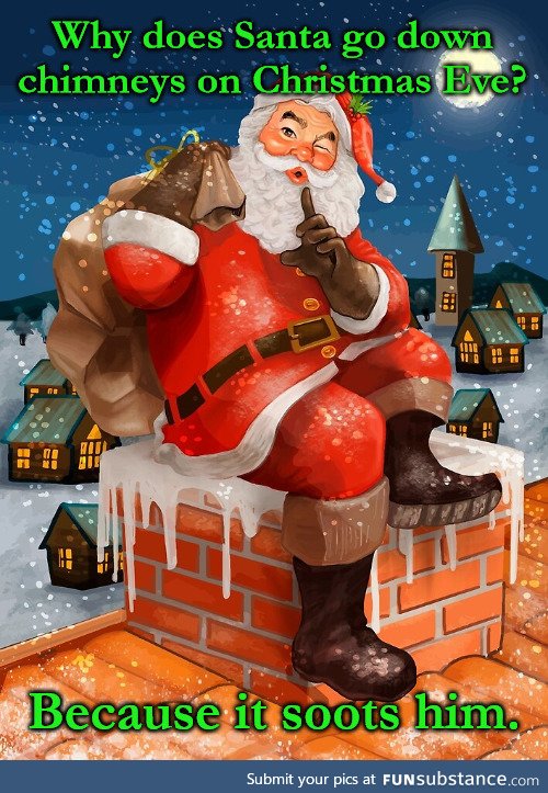 Santa goes down chimneys