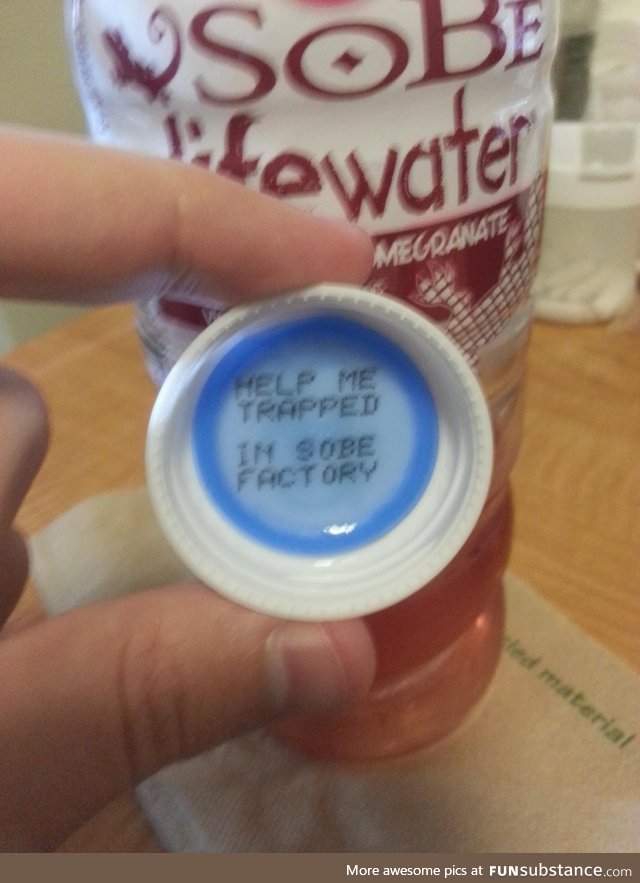 This Sobe water lid had a SOS