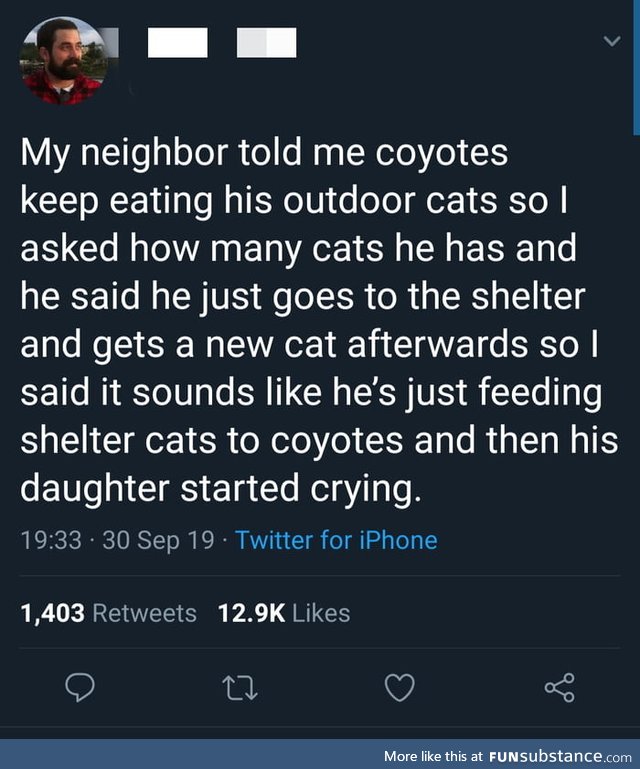 He's a better coyote parent than a cat owner