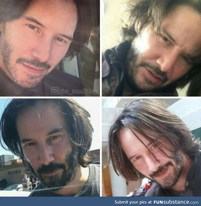 When you accidentally open the front camera but you are Keanu Reeves