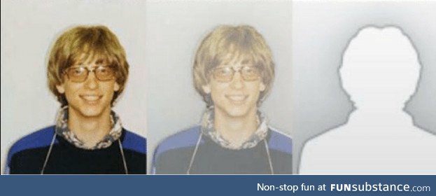 The mugshot of 22 year old Bill Gates was used to create the default Outlook profile