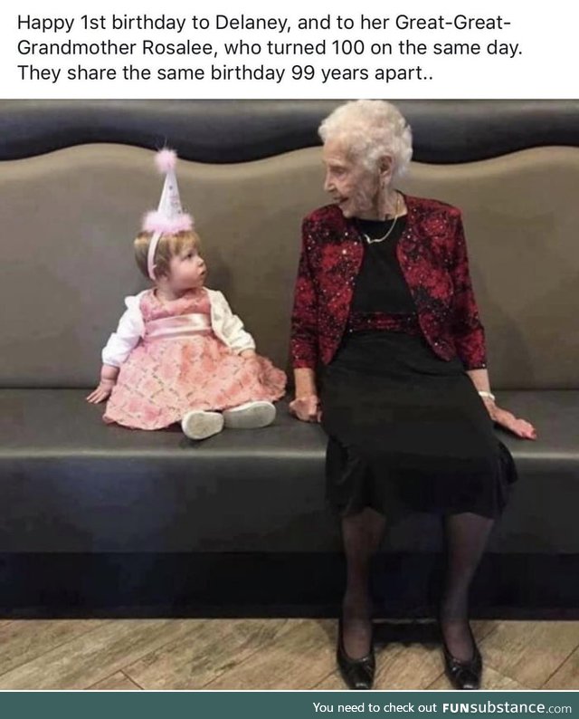 Great Great Grandmother shares birthday 99 years apart