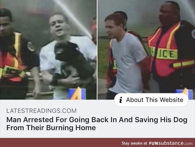 Imagine arresting a dude because he saved his dog