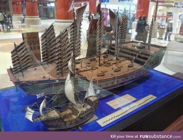 Chinese Explorer Zheng He's Ship Compared To Christopher Columbus' Santa Maria