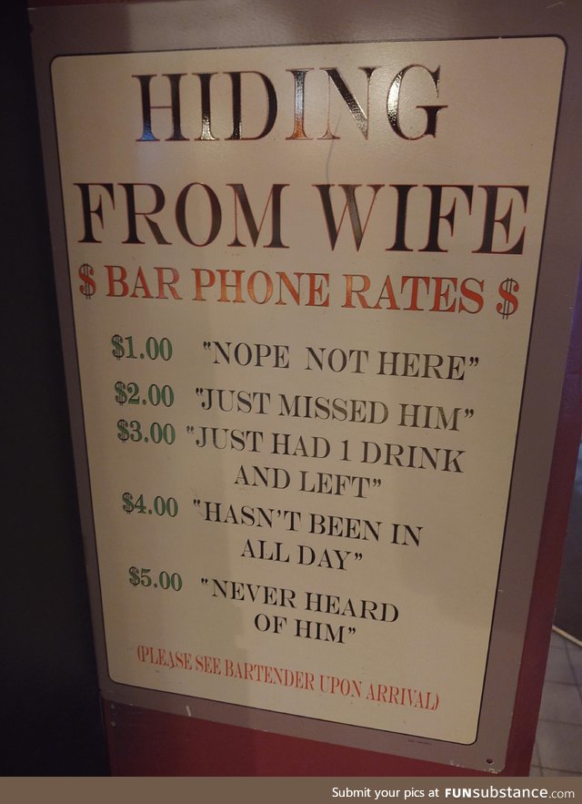 This sign at the bar last night