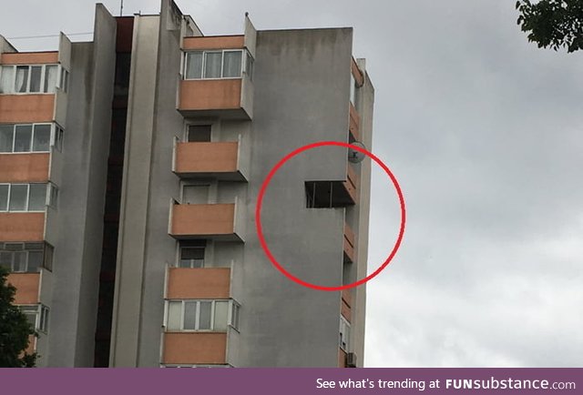 Guy in Split,Croatia literally cuts off a piece of the building he lives in to have a