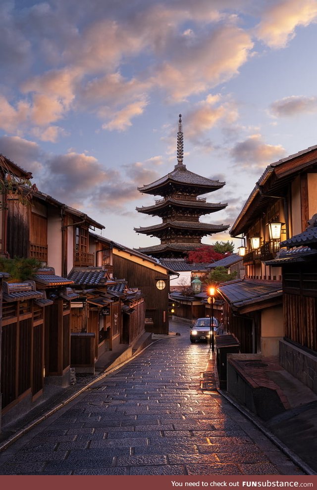 First light on the streets of Kyoto. (Learning photography from YouTube and would