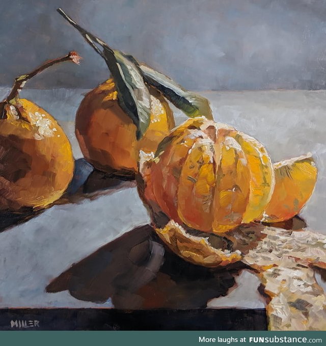 Clementines, Me, Oil on panel, 2019