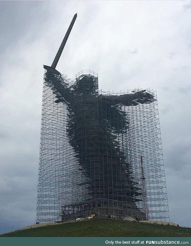 The Motherland Calls monument restoration, Volgograd, Russia, 2019