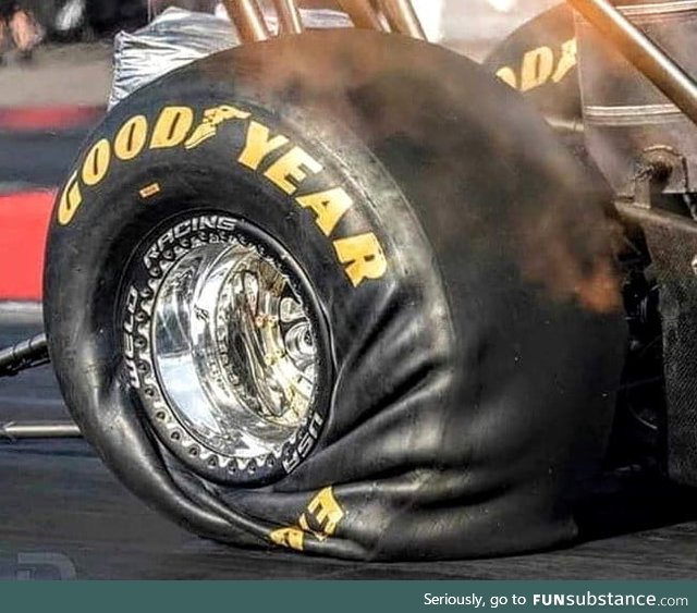 This is what 10,000 horsepower does to a tire at launch