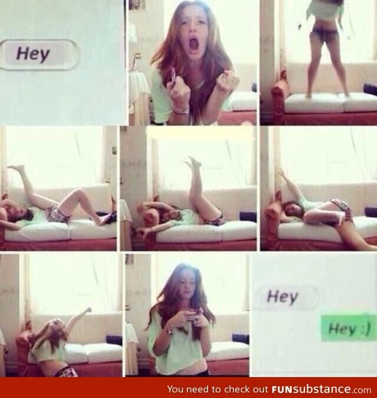 How girls react when they get that special text