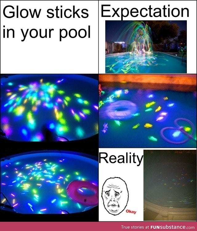 Glow sticks in the pool