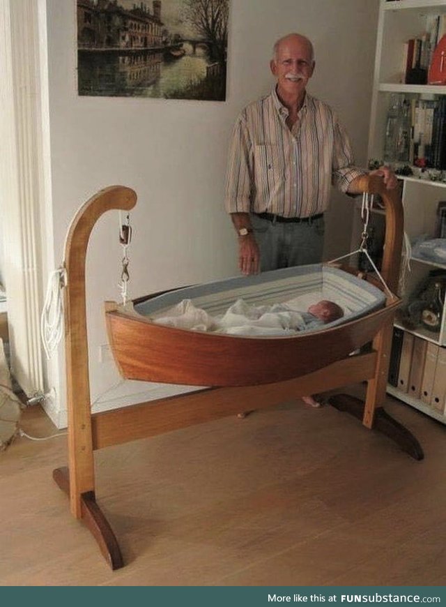 This grandpa made cradle for his grandson