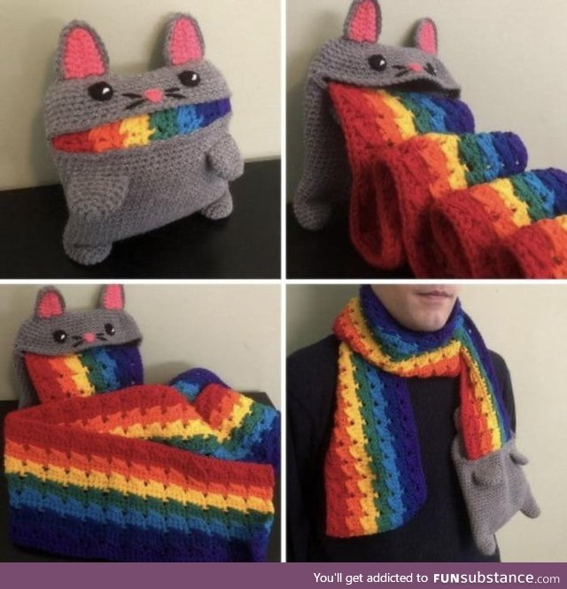 Rainbow cat barfing