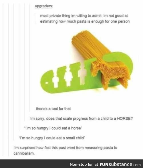 From Pasta to Cannibalism in three simple steps