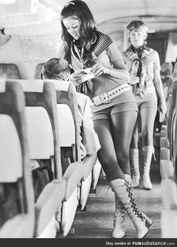 A Southwest Airlines flight attendant, 1972