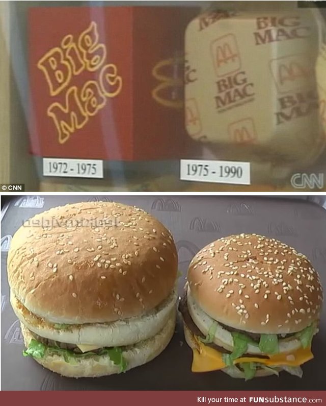 Pre And Post 1975 Size Comparison Of McDonald s Big Mac Sandwich 