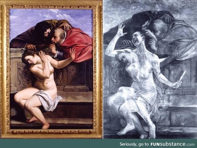 Artemisia Gentileschi - Susanna and the two vecchioni - opera observed with infrared.