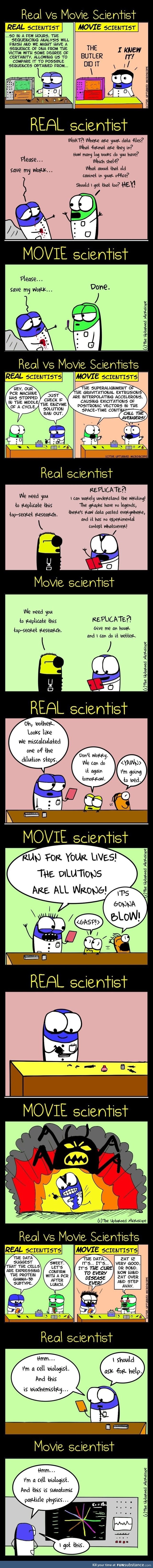 Real vs movie scientist
