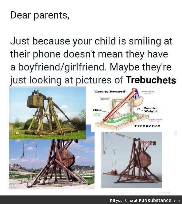 Trebuchets can throw a 90kg projectile over 300 meters