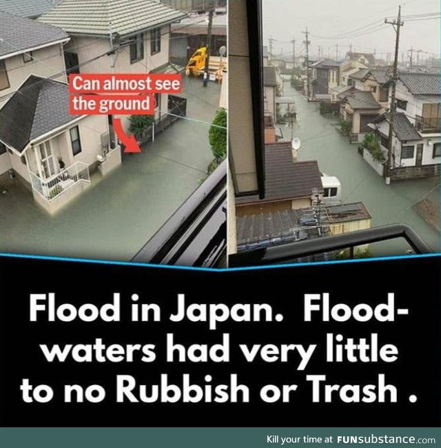 Japan floods has little to no rubbish in the water