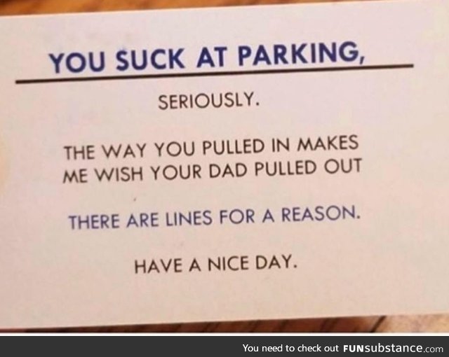 Bad parking card