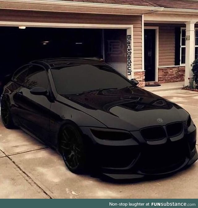 This is an all "blacked-out" BMW car
