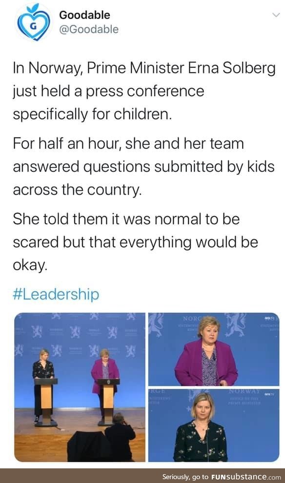 The Norwegian prime minister held a press conference for the children