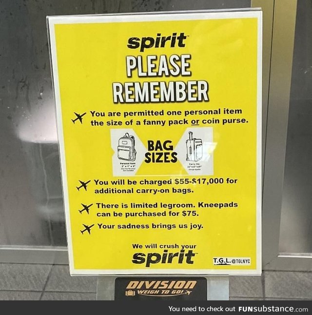 Fake Spirit Airlines Signs put up at the airport