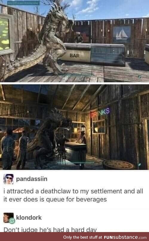 Poor deathclaw, it sucks being an outsider