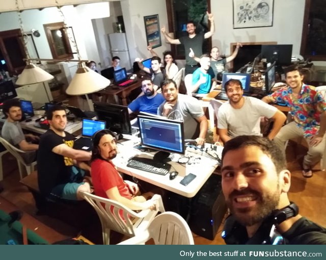 We did it. We gathered 18 friends (15 in the pic) for a LAN party
