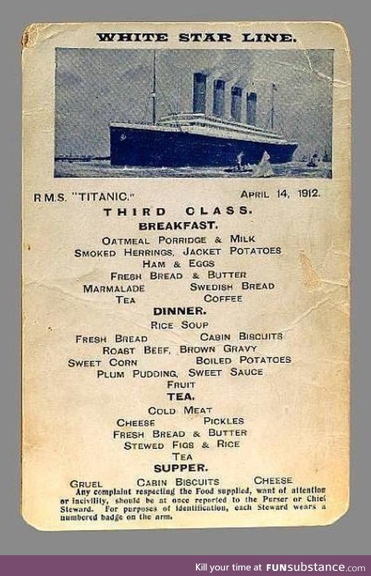 A taste of the Titanic, circa April 14, 1912