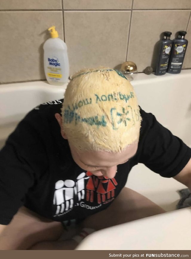 Girl uses WalMart plastic bag to "keep the heat in" while she bleached her