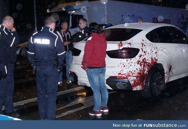 German police stops car with what turns out to be a blood sticker