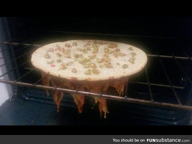 Baked my pizza upside down after putting olives on the wrong side...Don't smoke weed and