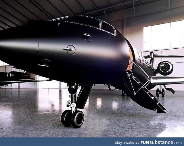 Here is a matte black aeroplane