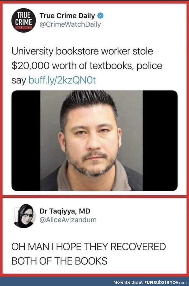 When the police returned them the bookstore said they were now worth $3.50